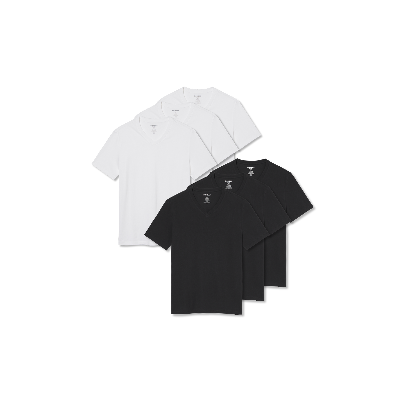 Men's Pima Cotton V-Neck T-Shirt 6-Pack - White Black L