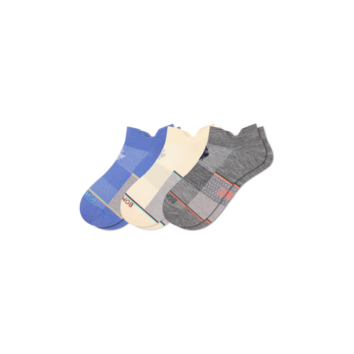 Women's UltraLite Sport Merino Wool Blend Ankle Sock 3-Pack - white hydrangea mix L