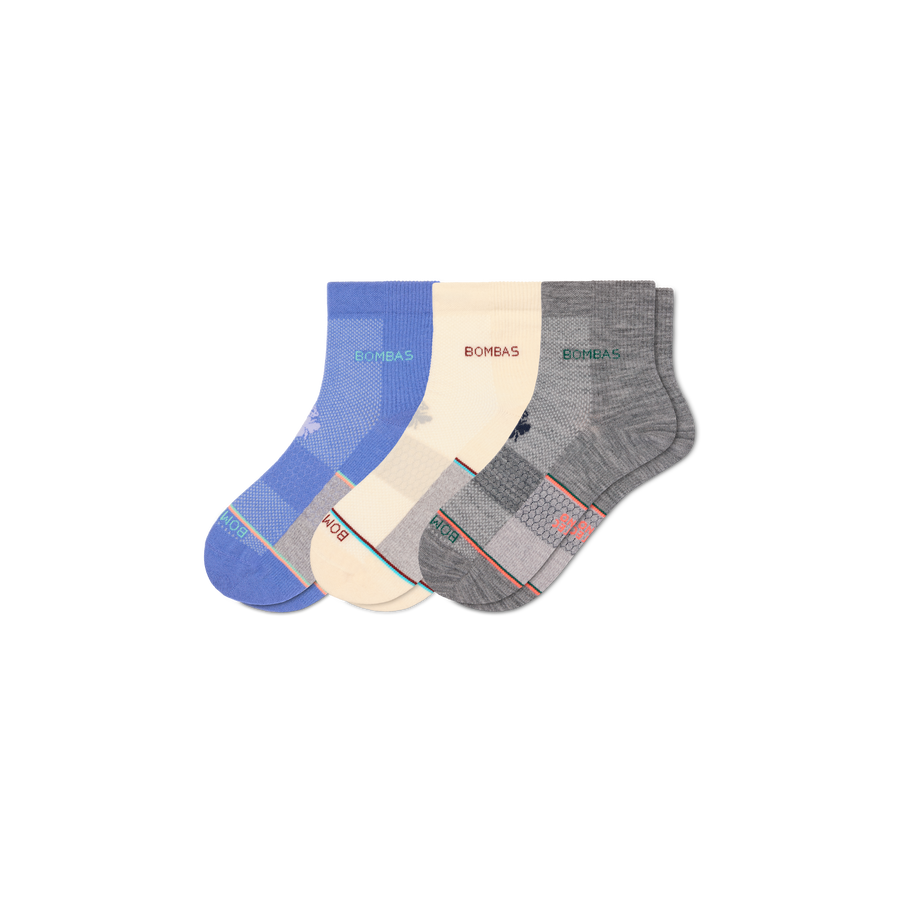 Women's UltraLite Sport Merino Wool Blend Quarter Sock 3-Pack - Steady Run Move
