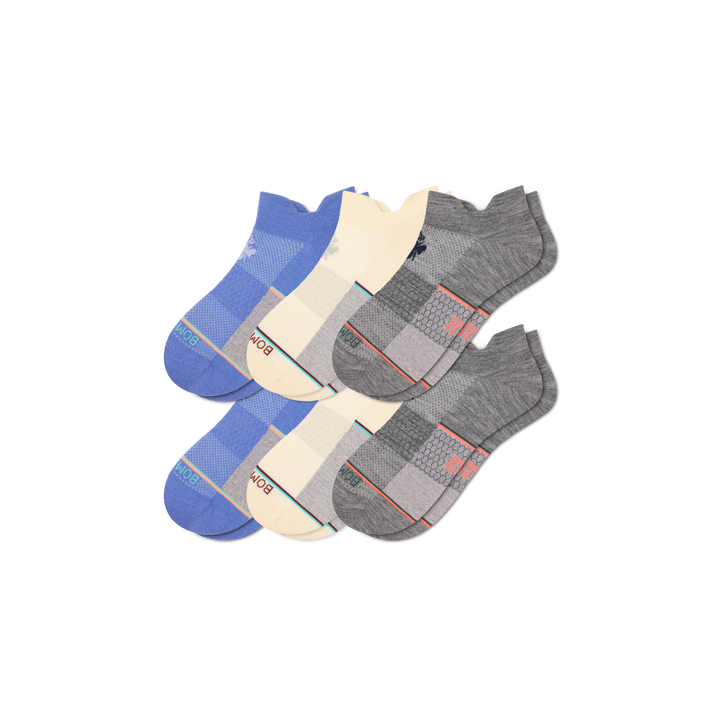 UltraLite Sport Merino Wool Blend Ankle Sock 6-Pack - white hydrangea mix L