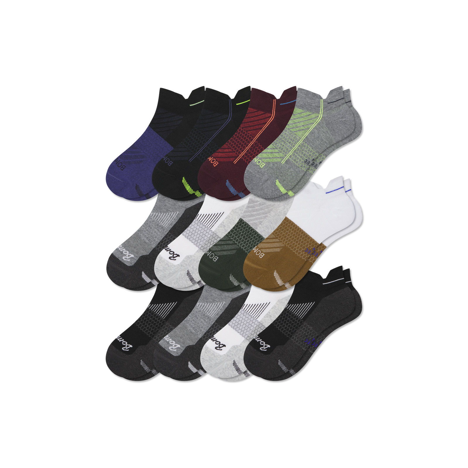Men's Running Ankle Sock 12-Pack - white indigo mix