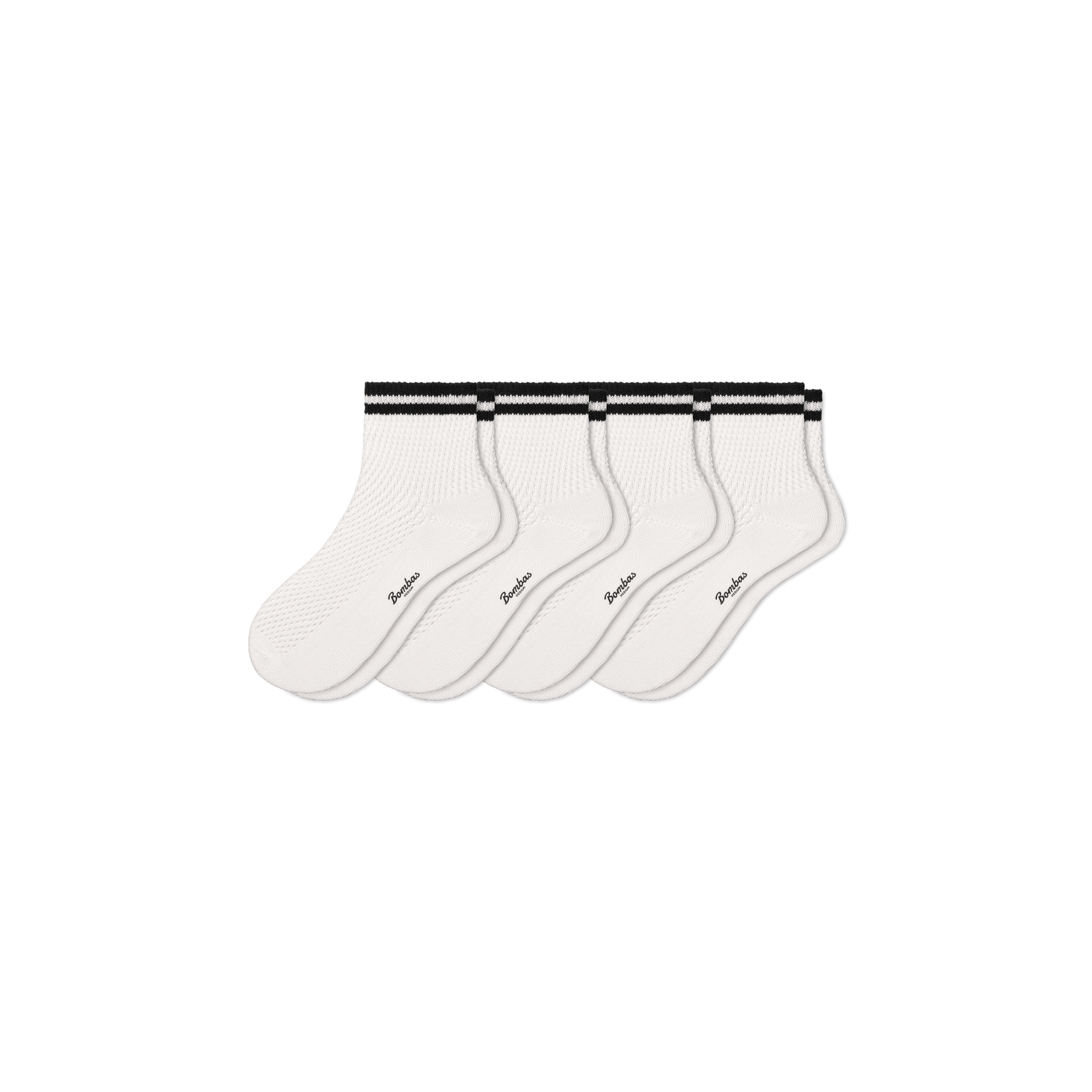 Womenâ€™s Open Knit Stripe Quarter Sock 4-Pack - white L