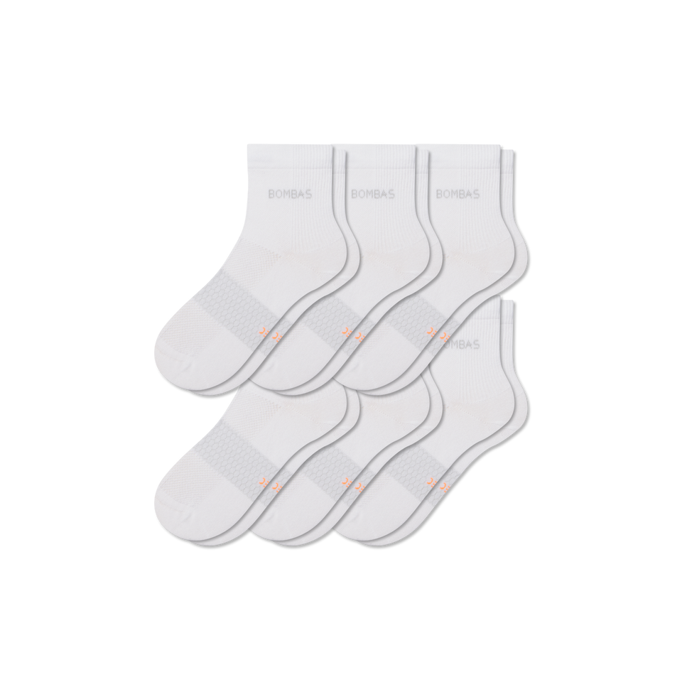 Lightweight Athletic Quarter Sock 6-Pack - white mix L