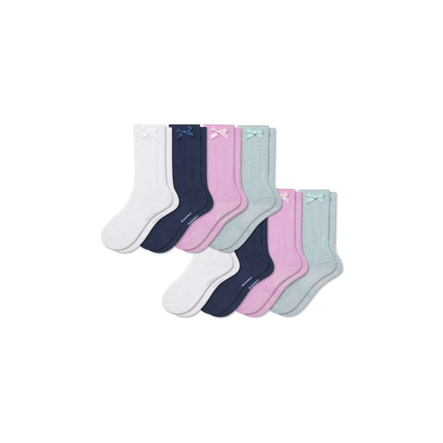 Youth Textured Bow Calf Sock 8-Pack - Easy Court Support