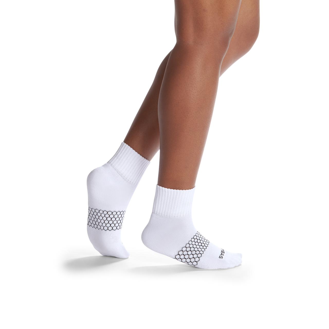 Ribbed Quarter Socks White WO2